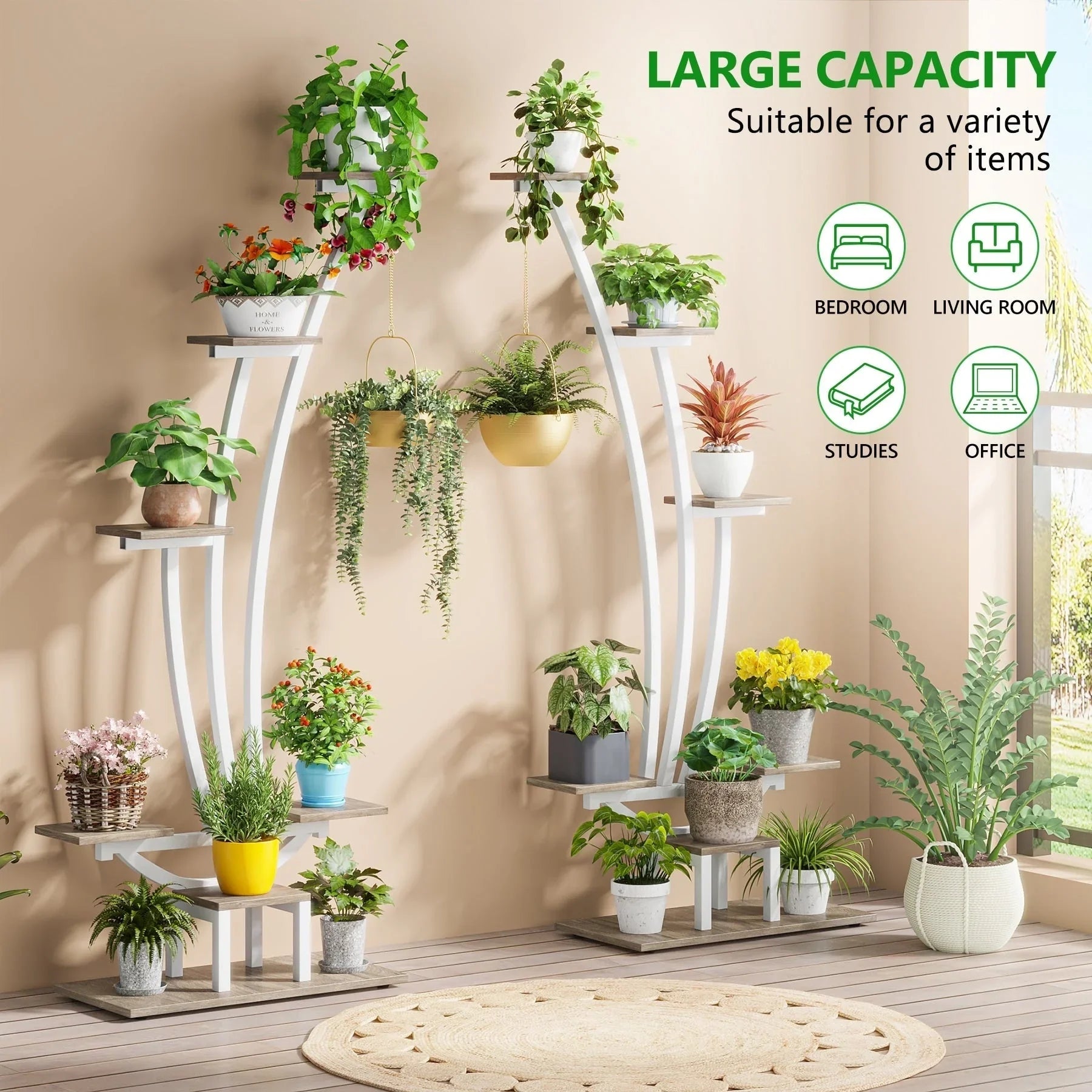 Étagère à plantes d'intérieur, porte-fleurs à 6 niveaux pour jardin - Lot de 2