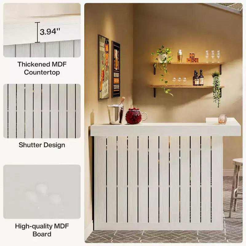 Bar de salon en L Lantine, bar à liqueurs d'angle à 4 niveaux avec étagères de rangement et porte-verres à vin pour pub à domicile