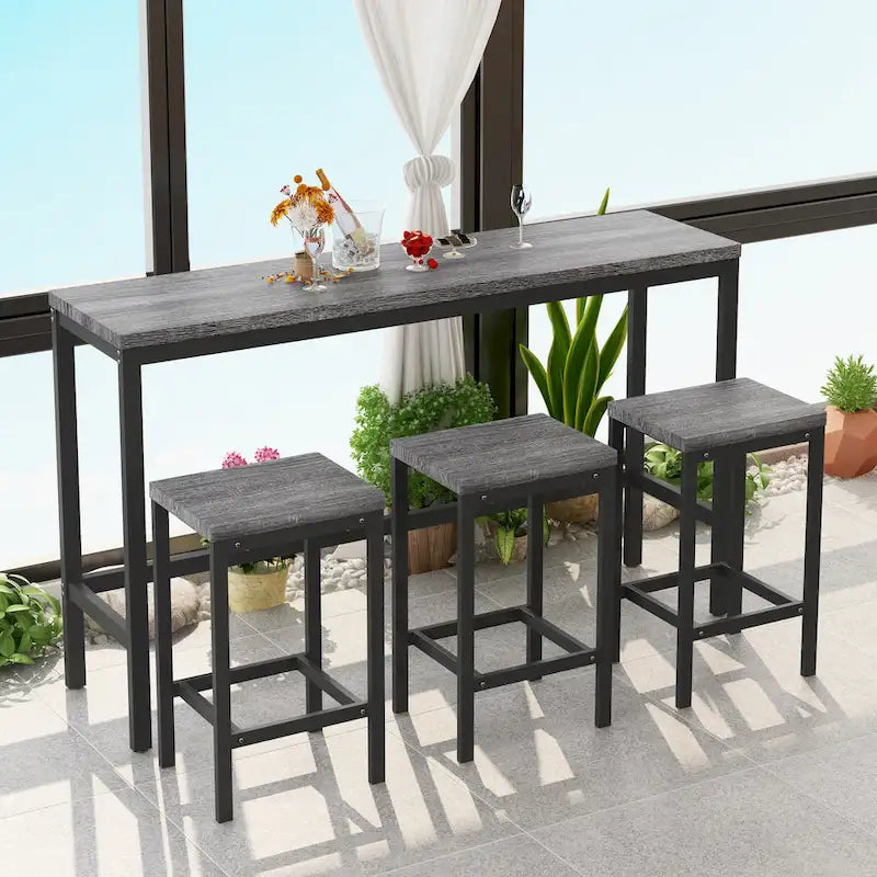 Ensemble table de bar et 3 tabourets