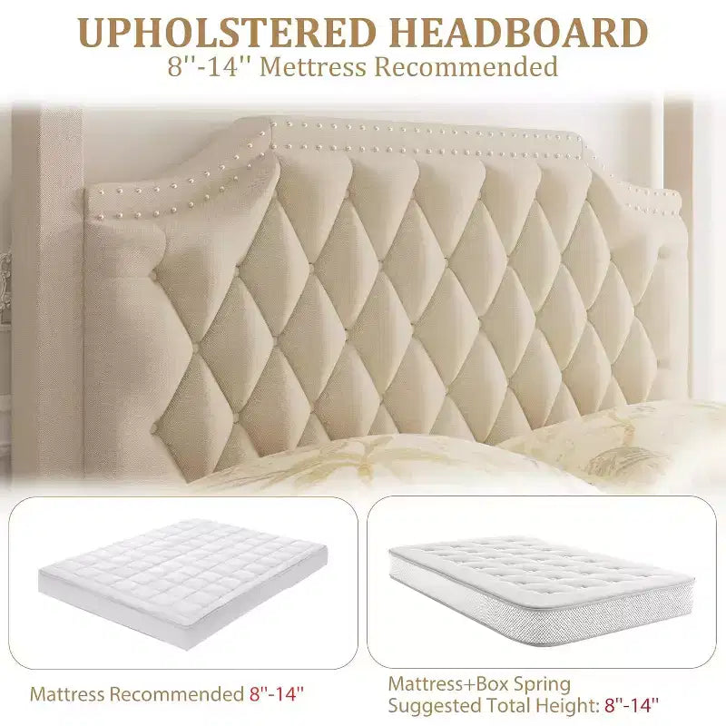 Cadre de lit à baldaquin Queen Size avec 4 poteaux, supports d'angle, sommier à lattes en bois massif, pas besoin de sommier tapissier, sans bruit