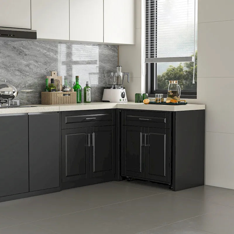 Meuble d'angle de cuisine efficace, îlot de cuisine en L : Grand espace de rangement avec tiroirs à glissière fluide, comptoir UV
