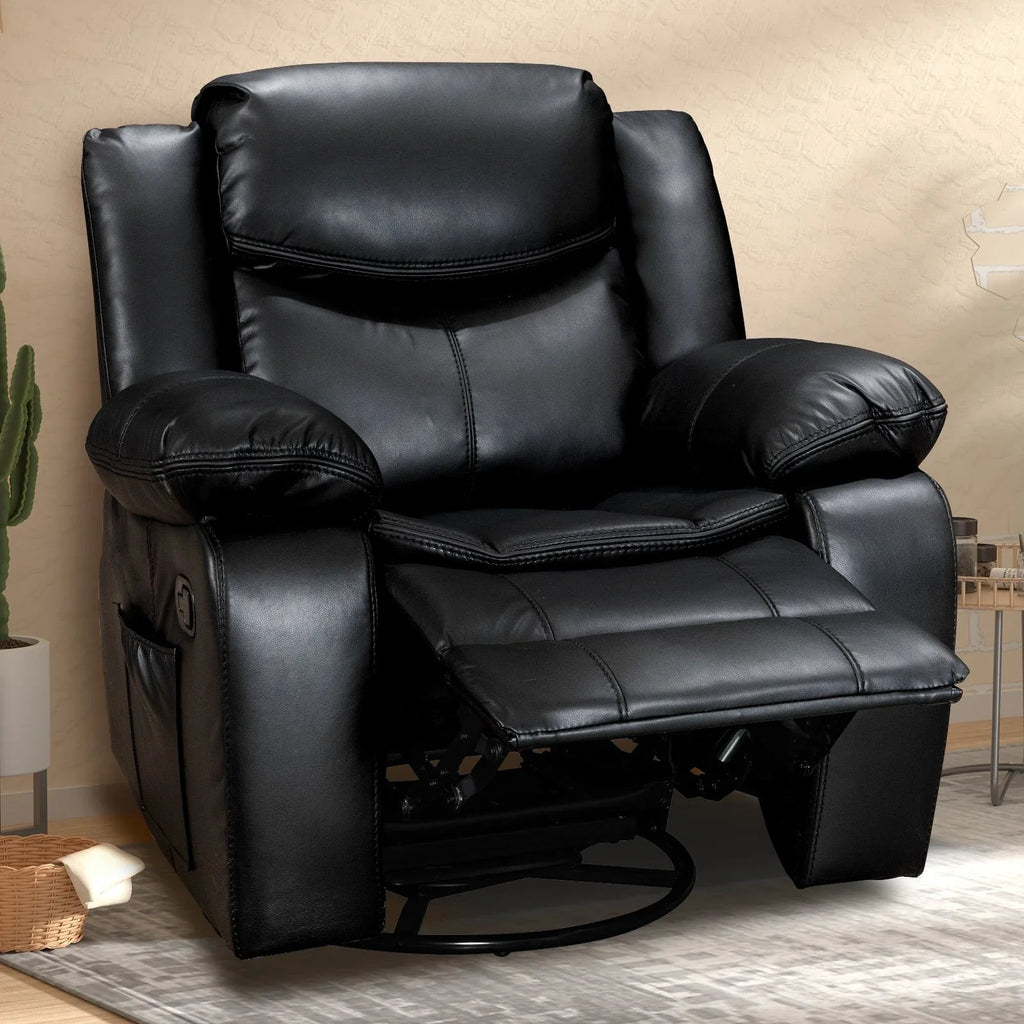 Fauteuil inclinable massant et chauffant en cuir, assise large et durable