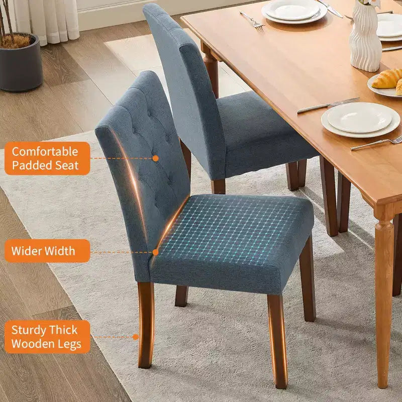 Lot de 6 / 4 chaises de salle à manger Parsons capitonnées - Chaises de cuisine en tissu rembourrées avec pieds en bois et sièges rembourrés - Meubles de salon et de cuisine