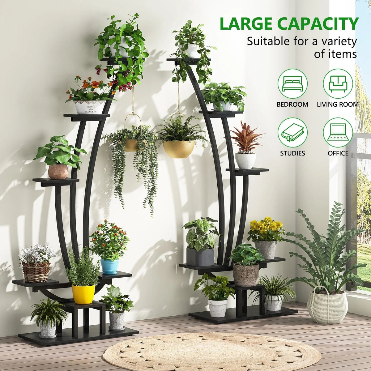 Étagère à plantes d'intérieur, porte-fleurs à 6 niveaux pour jardin - Lot de 2