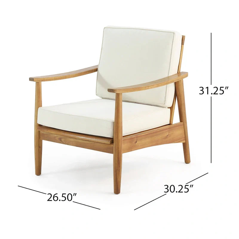 Ensemble de conversation d'extérieur 4 places en bois d'acacia Willowbrook par Christopher Knight Home