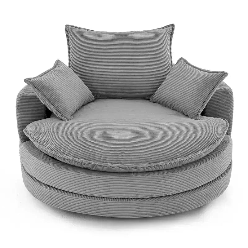 Fauteuil d'appoint pivotant à 360°, Fauteuil pivotant rond en forme de baril avec coussin pour salon