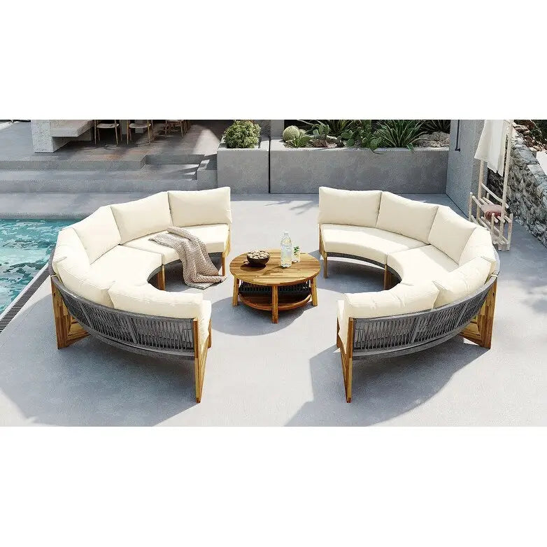 Ensemble de jardin 6 places avec coussins et 1 table basse
