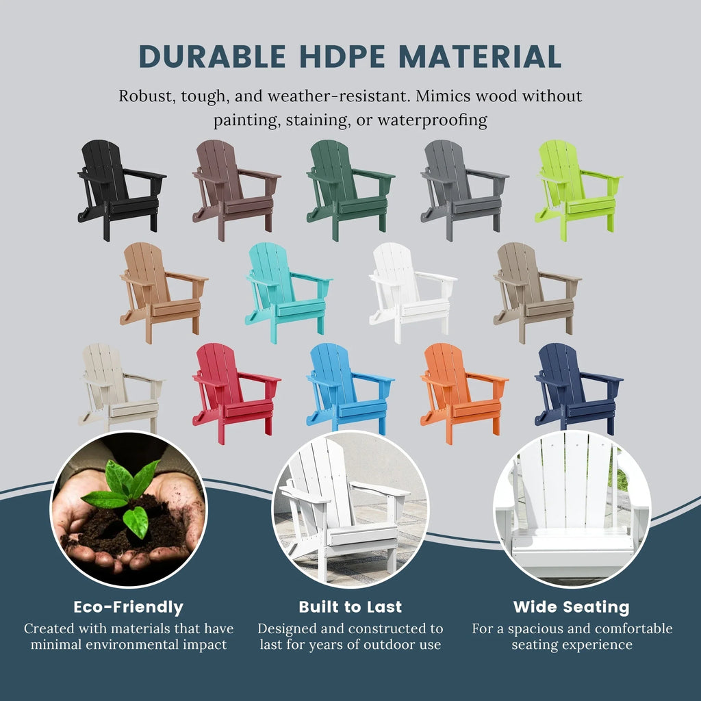 Chaise Adirondack pliante d'extérieur tout temps Polytrends Laguna résistante à la décoloration pour patio