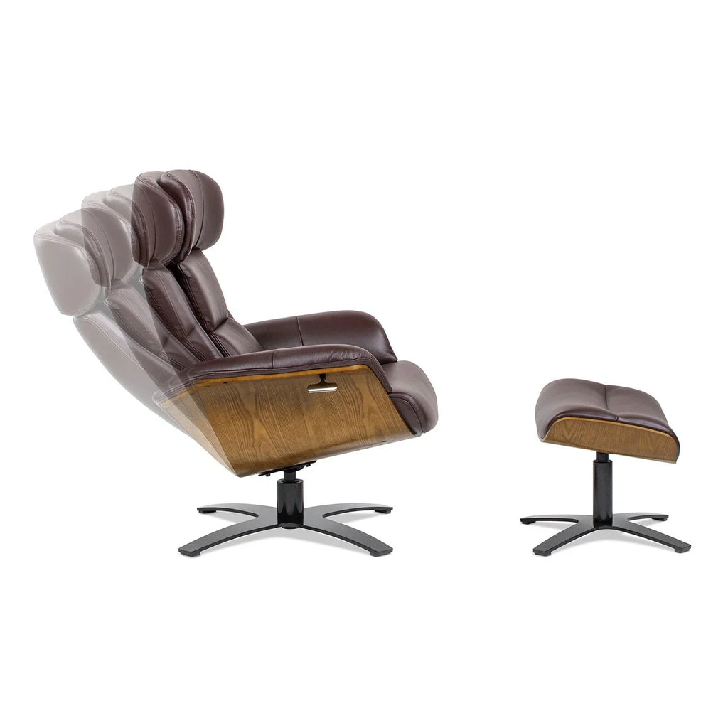 Jovan 31.5 Fauteuil inclinable en cuir véritable avec ottoman