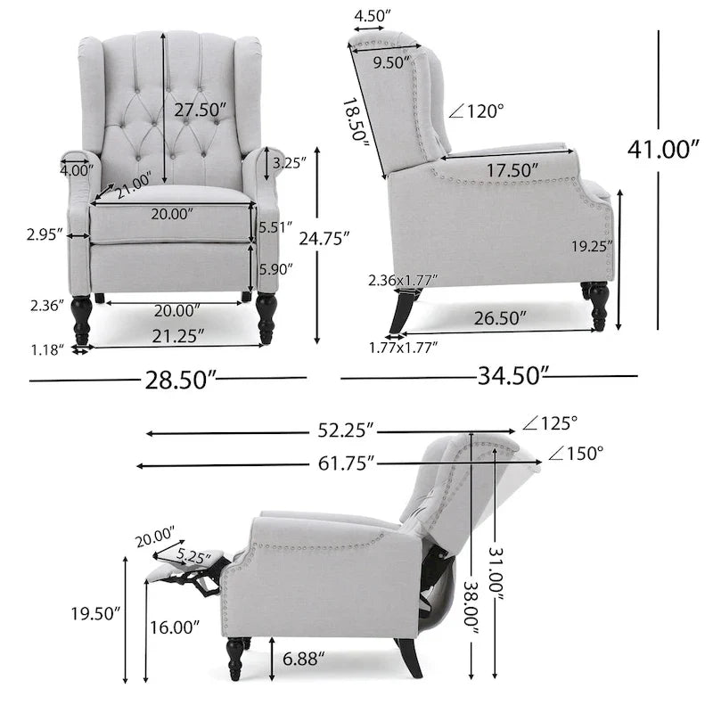 Fauteuils inclinables en tissu touffeté Walter (lot de 2) par Christopher Knight Home