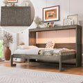Lit escamotable double avec éclairage LED, peut être plié en armoire, armoire-lit murale dissimulée pour chambre d'amis