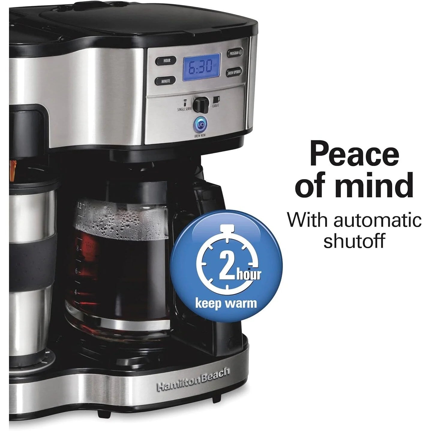 Cafetière 2-en-1 12 tasses et monodose, Verseuse en verre, Pause & Versement automatiques, Noir