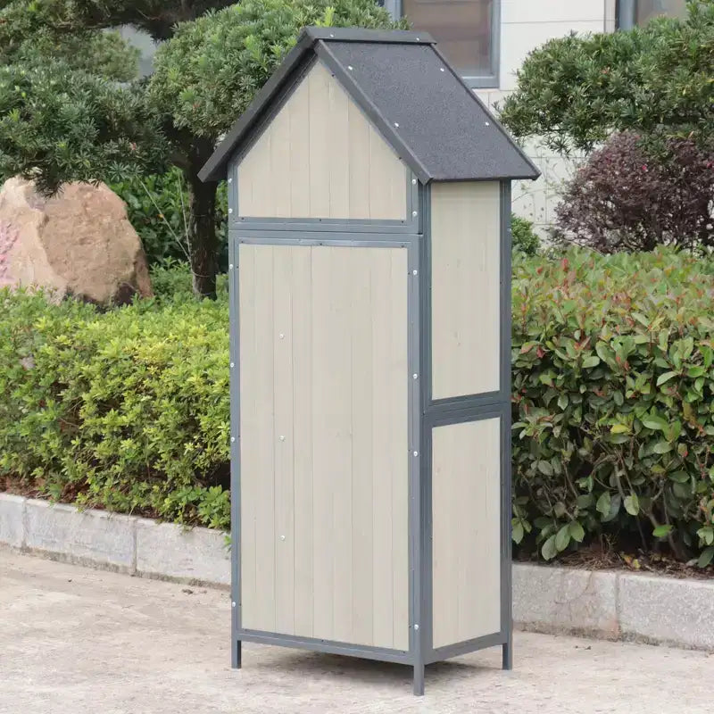 Abri de rangement d'extérieur avec plancher, abri de jardin haut de 68 po avec étagères réglables