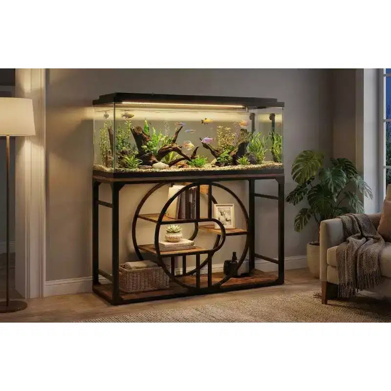 Meuble de support d'aquarium en métal de 200 à 280 litres, support de réservoir de poissons robuste avec armoire de rangement, support de réservoir de poissons à plusieurs niveaux avec pieds épaissis, adapté