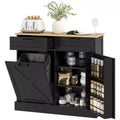 Meuble poubelle coulissant HOMCOM avec tiroirs, meuble de cuisine de style campagnard avec poubelle cachée pour la cuisine
