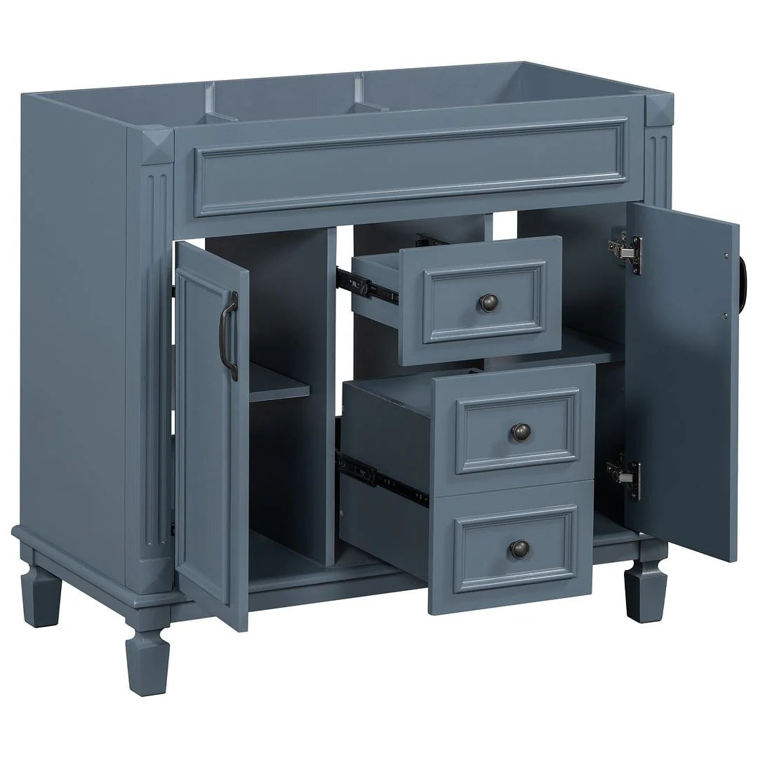 Meuble-lavabo de salle de bain moderne de 91 cm avec lavabo et armoire de toilette, 2 portes et 2 tiroirs