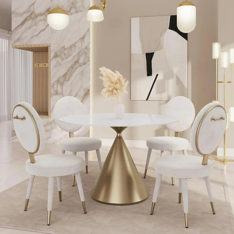 Ensemble de table et de chaises de salle à manger rondes Morden Fort Modern Luxury 5 pièces