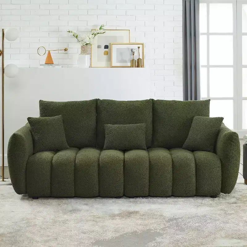 GDFStudio Alanna Canapé 3 places moderne en tissu peluche 79,5 po avec oreillers