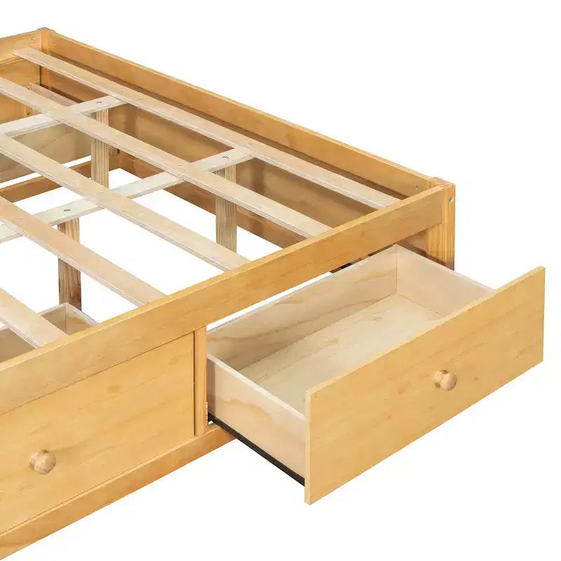 Cadre de lit plateforme Whisen Queen avec 4 tiroirs de rangement et rangement dans le pied de lit