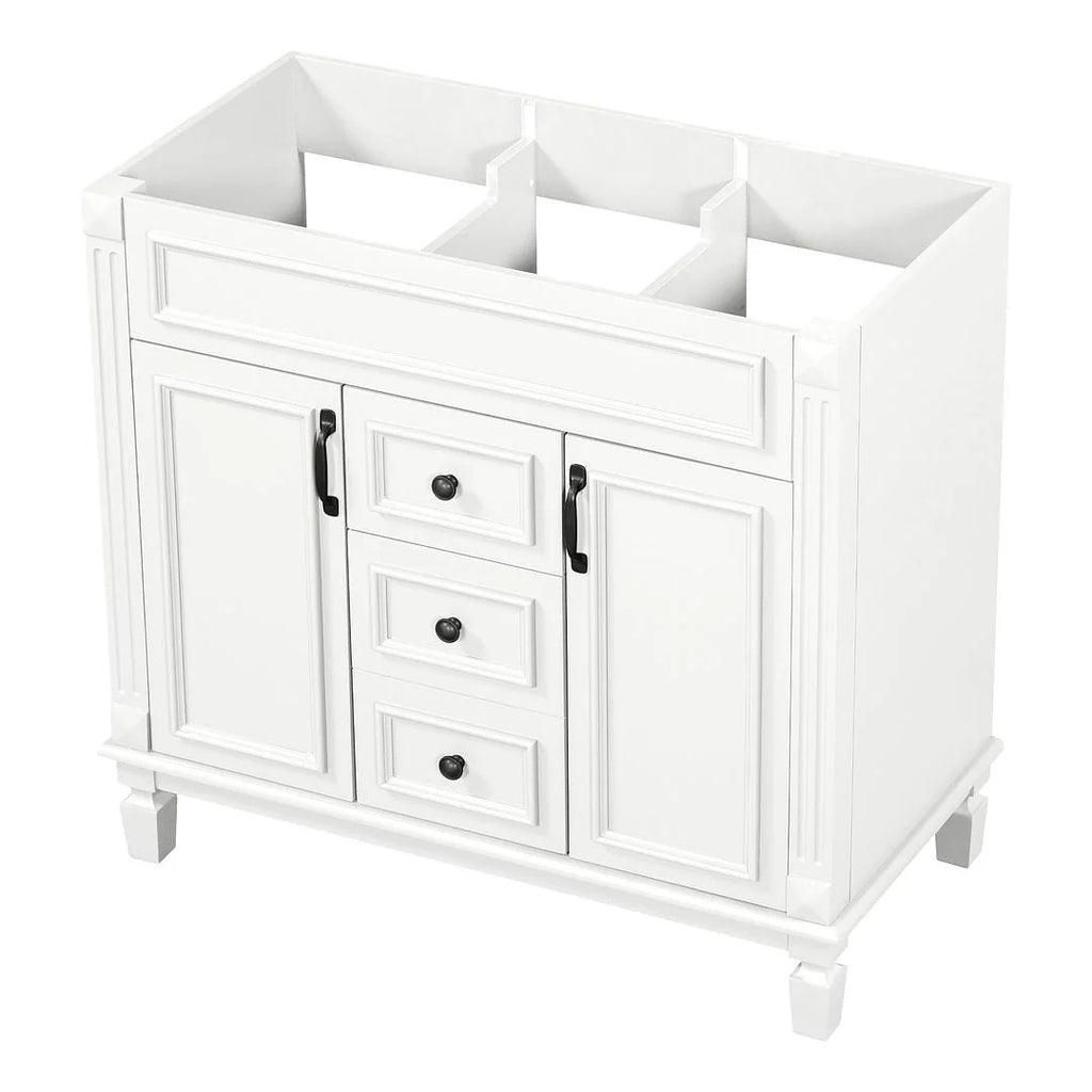Meuble-lavabo de salle de bain moderne de 91 cm avec lavabo et armoire de toilette, 2 portes et 2 tiroirs