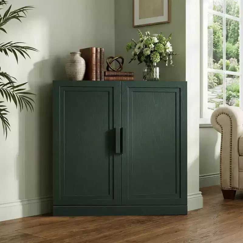 Meuble d'angle Dovelina avec étagères réglables, buffet, meuble à vin, meuble de cuisine et de salle à manger avec portes en bois - 31H x 31L, 36H x 31L