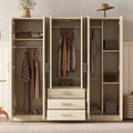 Armoire 6 portes en bois avec tiroirs pour chambre à coucher