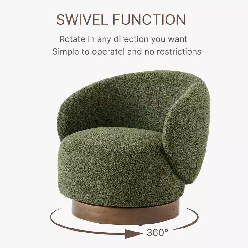 Fauteuil d'appoint pivotant Spruce&Spring en tissu avec base en bois