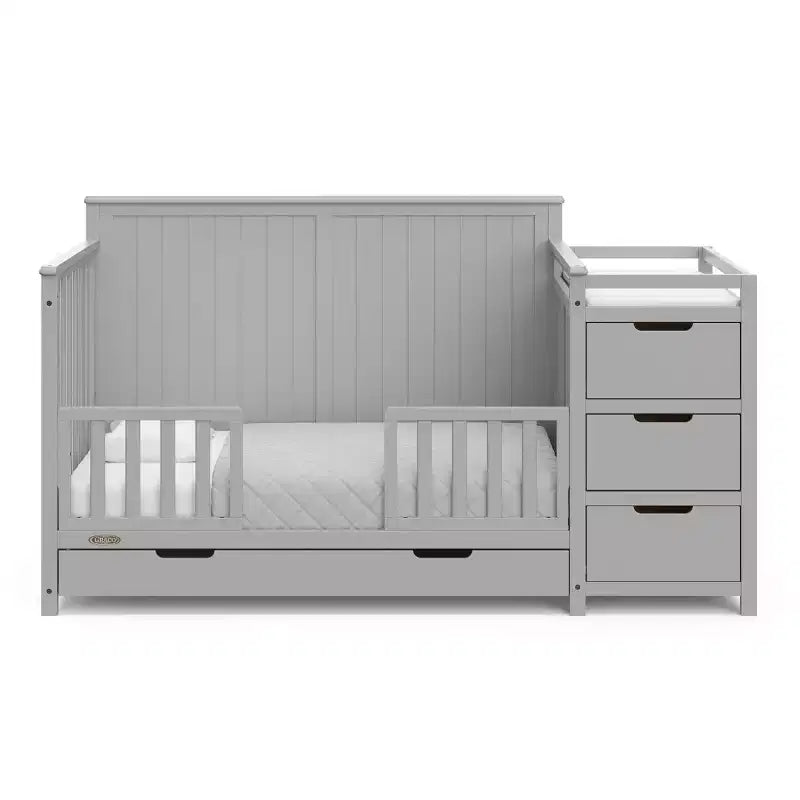 Lit de bébé et table à langer transformable 5-en-1 avec tiroir