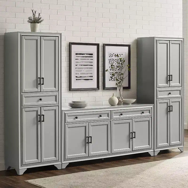 Ensemble buffet et garde-manger 3 pièces Tara aspect vieilli - Crosley