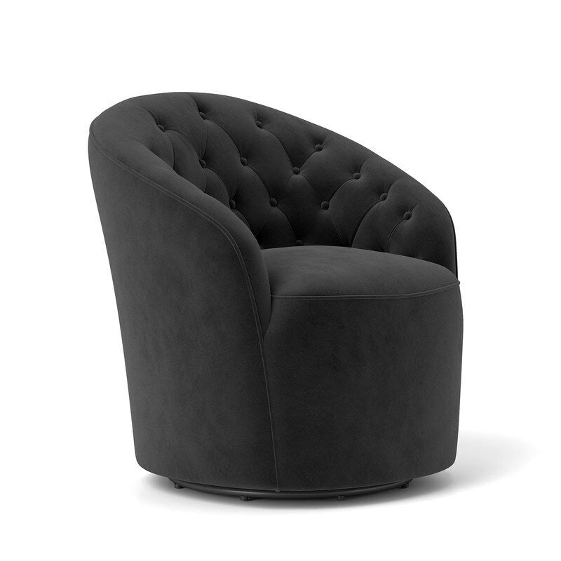 Fauteuil baril pivotant à 360 degrés SEYNAR moderne en velours avec dossier capitonné, lot de 2