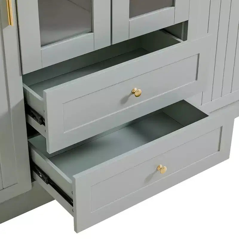 Garde-manger de cuisine autoportant Whisen 71''H, grand buffet de salle à manger avec 6 portes et étagères réglables
