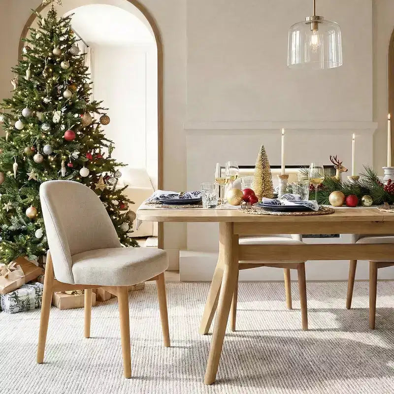 Ensemble de salle à manger 9 pièces pour 8 personnes, table à tréteaux extensible avec chaises rembourrées aux pieds en bois massif-Panipeachy