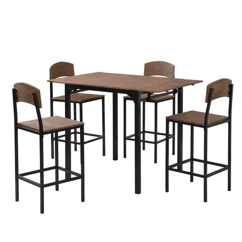 Ensemble de table à manger pliable à hauteur de comptoir Whisen Farmhouse 5 pièces avec chaises de salle à manger