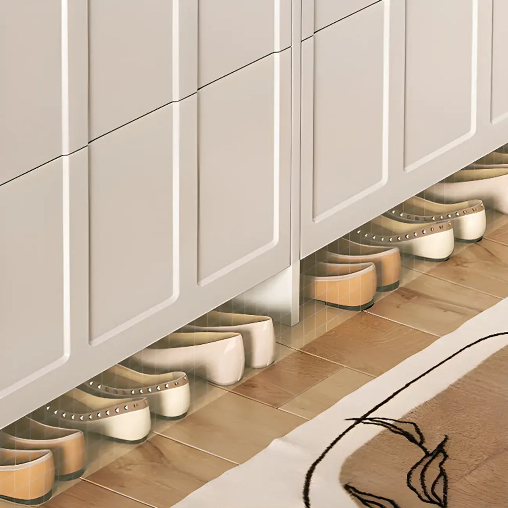 Meuble à chaussures blanc en bois 3 niveaux avec façade rabattable Slim