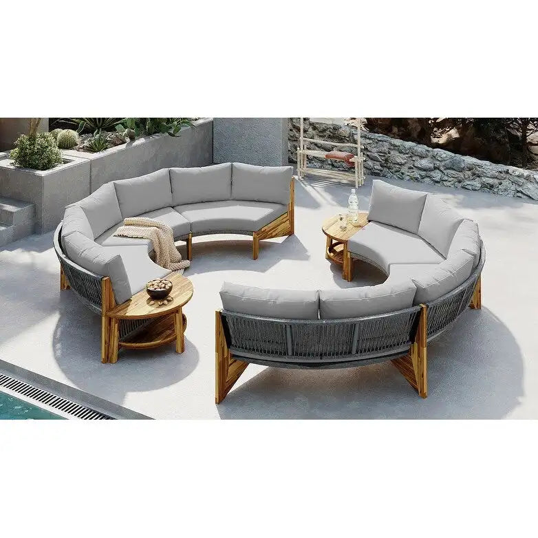Ensemble de jardin 6 places avec coussins et 1 table basse