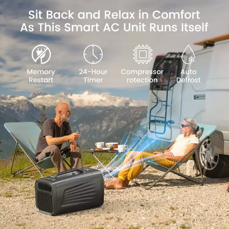 Climatiseur portable 3-en-1 Waykar 5000 BTU avec déshumidificateur et télécommande pour tente, camping et camping-car