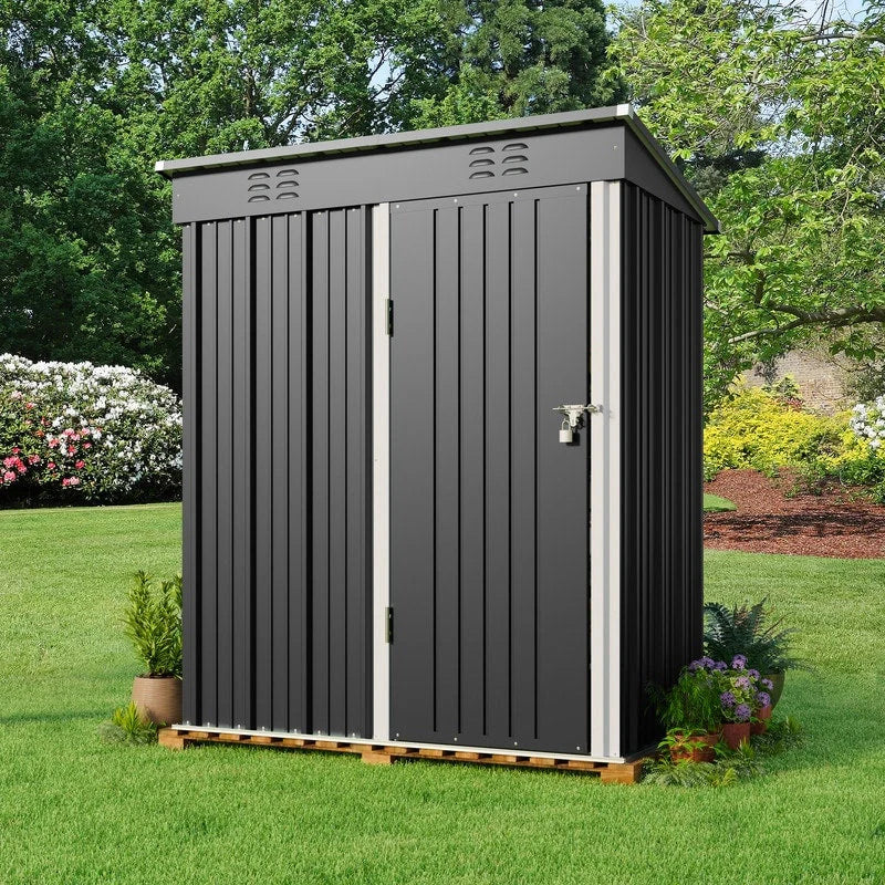 Abri de jardin en métal pour outils avec porte verrouillable pour mobilier de jardin et outils