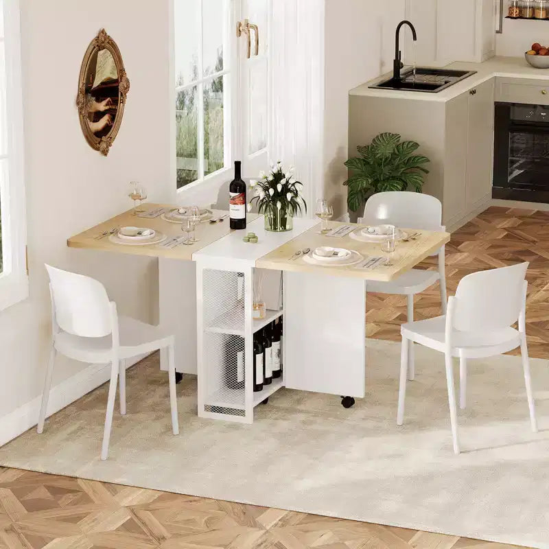 Table à manger pliante pour cuisine, table à manger peu encombrante, table de cuisine à rallonges avec 6 roulettes pour petits espaces