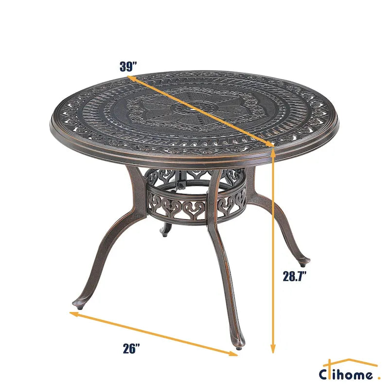 Ensemble de salle à manger d'extérieur 5 pièces en fonte d'aluminium avec 4 chaises pivotantes