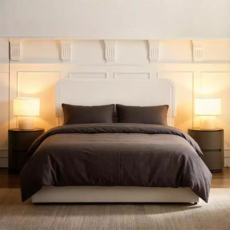 Lit Queen Size Moderne Rembourré en Boucle avec Tiroirs de Rangement