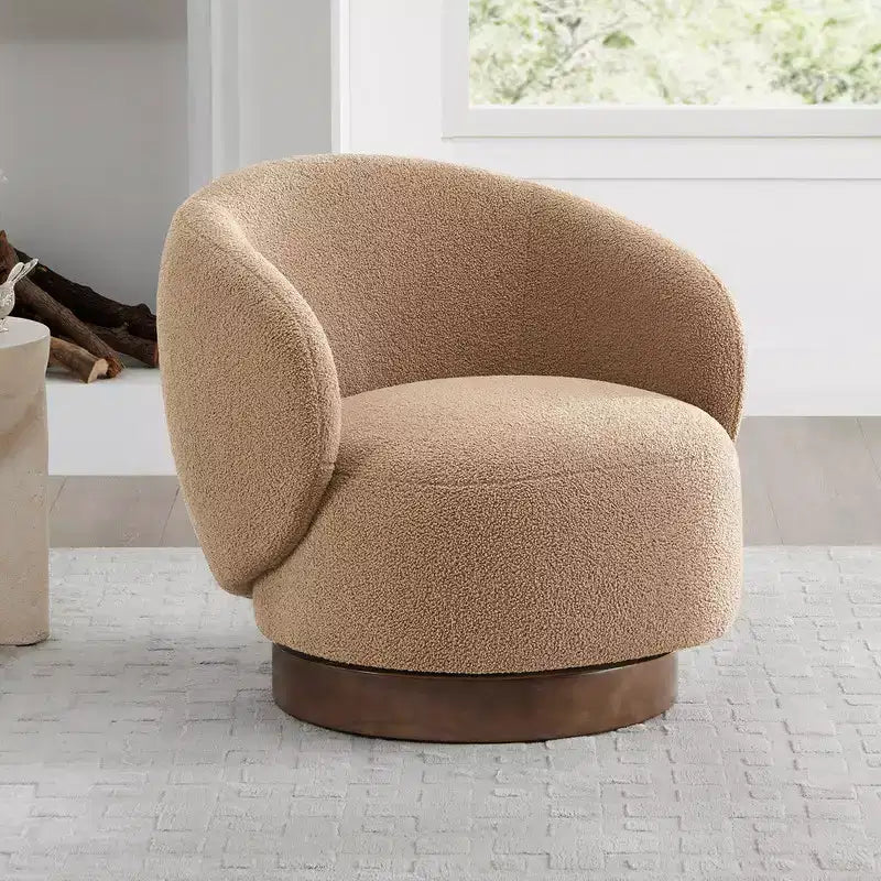 Fauteuil d'appoint pivotant Spruce&Spring en tissu avec base en bois
