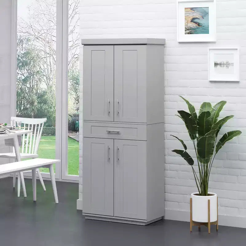 Meuble de cuisine autoportant avec portes et tiroir, étagères réglables