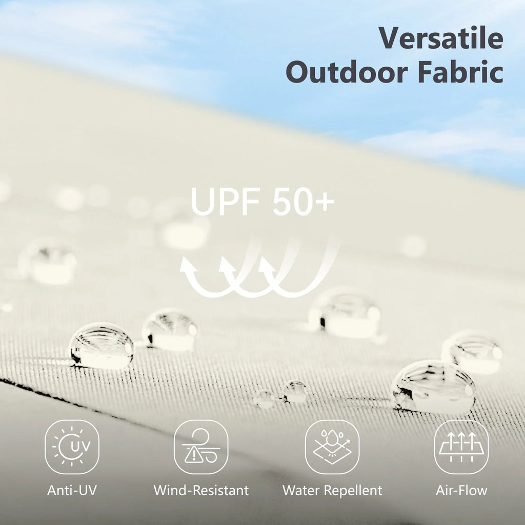 MAISON ARTS Parasol excentré rectangulaire de 4,5 m avec manivelle, parasol de marché double face d'extérieur avec lumières LED solaires et base incluse