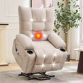 Fauteuil inclinable releveur électrique pour personnes âgées avec fonctions massage et chauffage, inclinable surdimensionné avec fonctions massage et chauffage, revêtement doux et rembourré, poche latérale et porte-gobelets