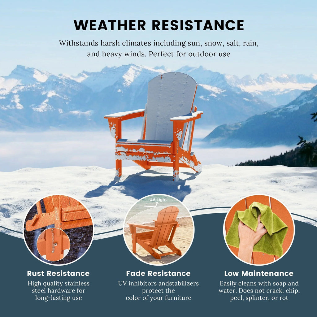 Chaise Adirondack pliante d'extérieur tout temps Polytrends Laguna résistante à la décoloration pour patio