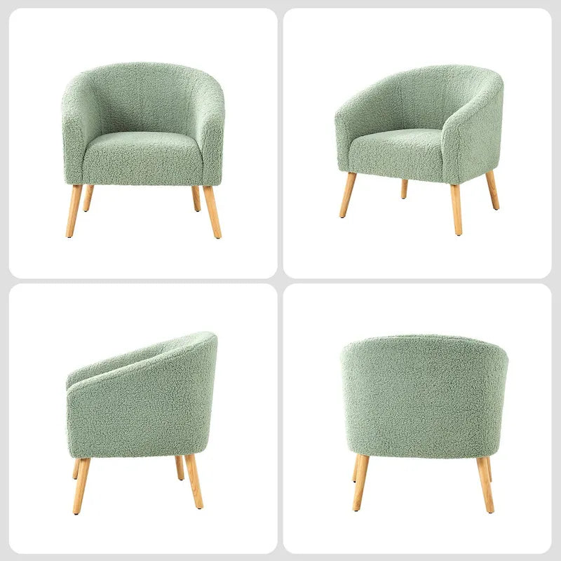 Fauteuil Sheila Modern 30 W Boucle avec pieds en bois massif, lot de 2, par HULALA HOME