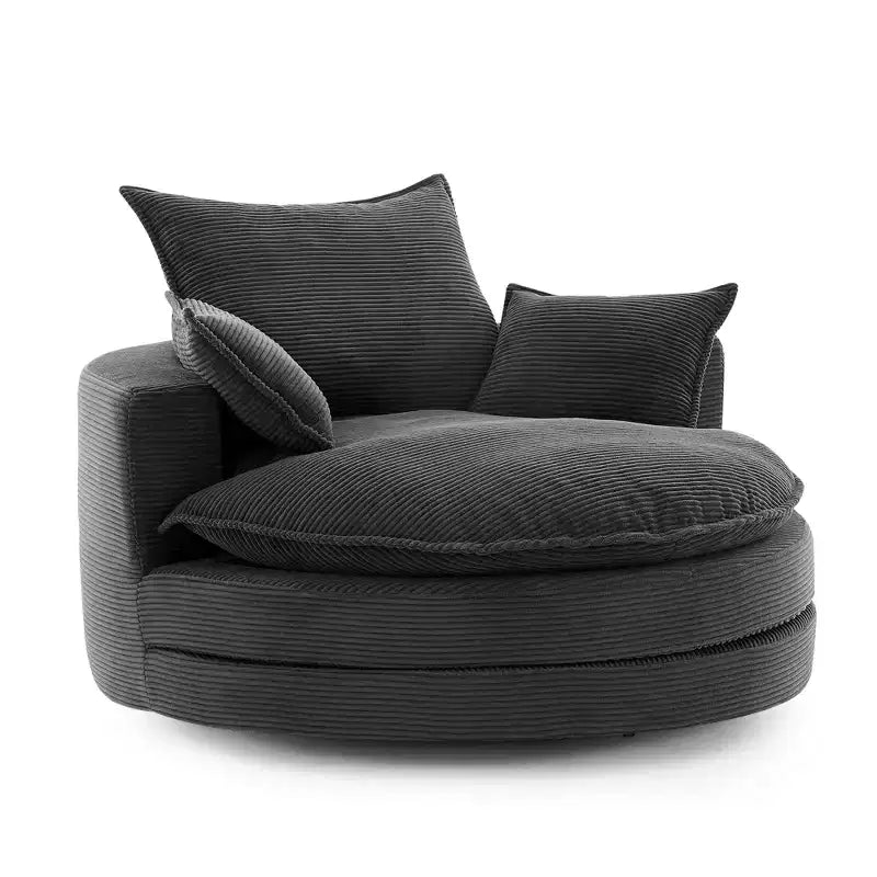 Fauteuil d'appoint pivotant à 360°, Fauteuil pivotant rond en forme de baril avec coussin pour salon