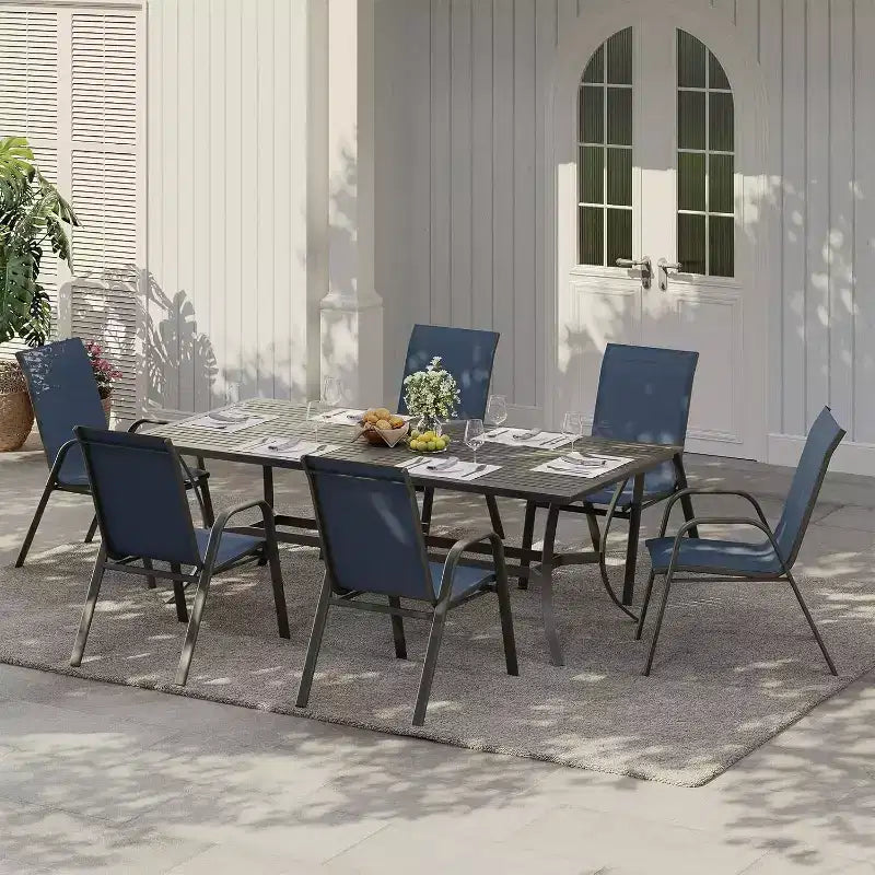 Chaises de patio, Lot de 4/6 chaises de salle à manger empilables d'extérieur en textilène léger résistant aux intempéries avec accoudoirs pour jardin, terrasse de piscine