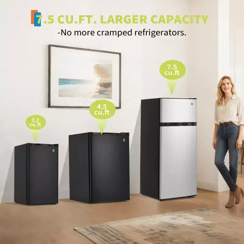 Mini-réfrigérateur de 127 litres avec congélateur, réfrigérateur compact avec porte réversible, thermostat réglable et économe en énergie, petit réfrigérateur