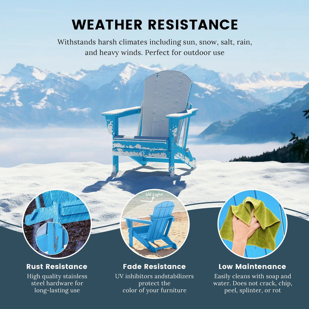 Chaise Adirondack pliante d'extérieur tout temps Polytrends Laguna résistante à la décoloration pour patio